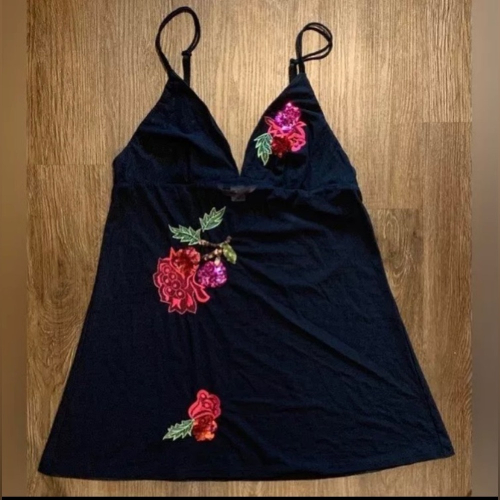 Y2K/Vintage, July 2003, Victoria's Secret Sequin Black Mesh Mini, Size Medium